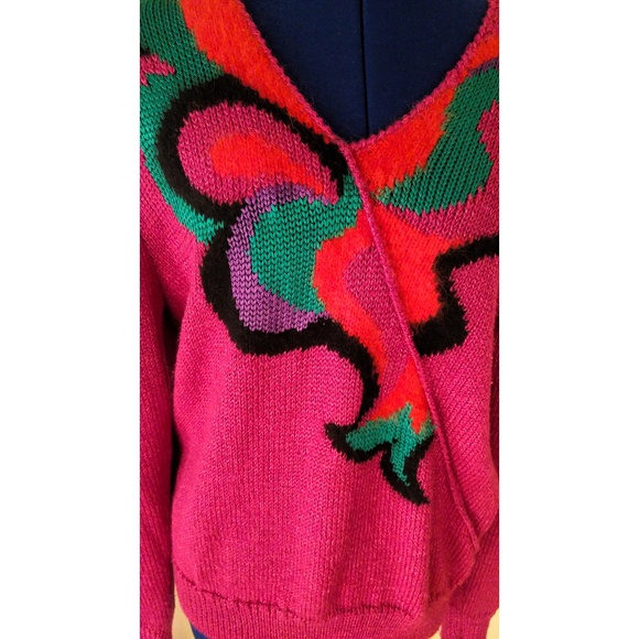 Vintage 90s Retro Chunky Ultra Violet Neon Sweater - Picture 2 of 6